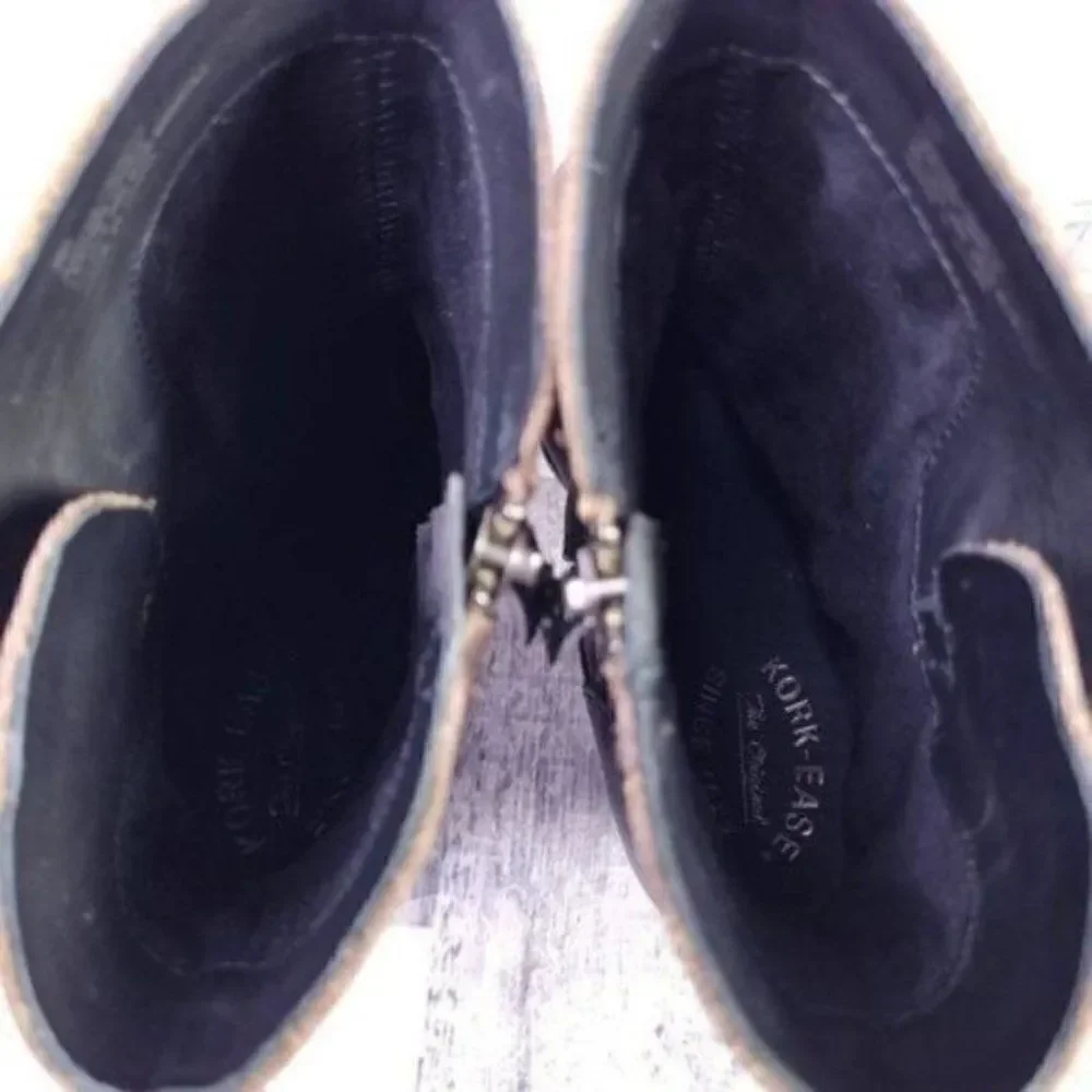 Kork Ease Anki Buckle Strap Leather Heeled Moto Boot Brown Black Women's sz 8 - Picture 6 of 9